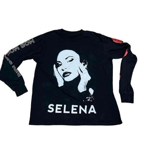 Gildan Womens Black Long Sleeve Official Selena Merch Roses T-Shirt Small - Picture 2 of 7